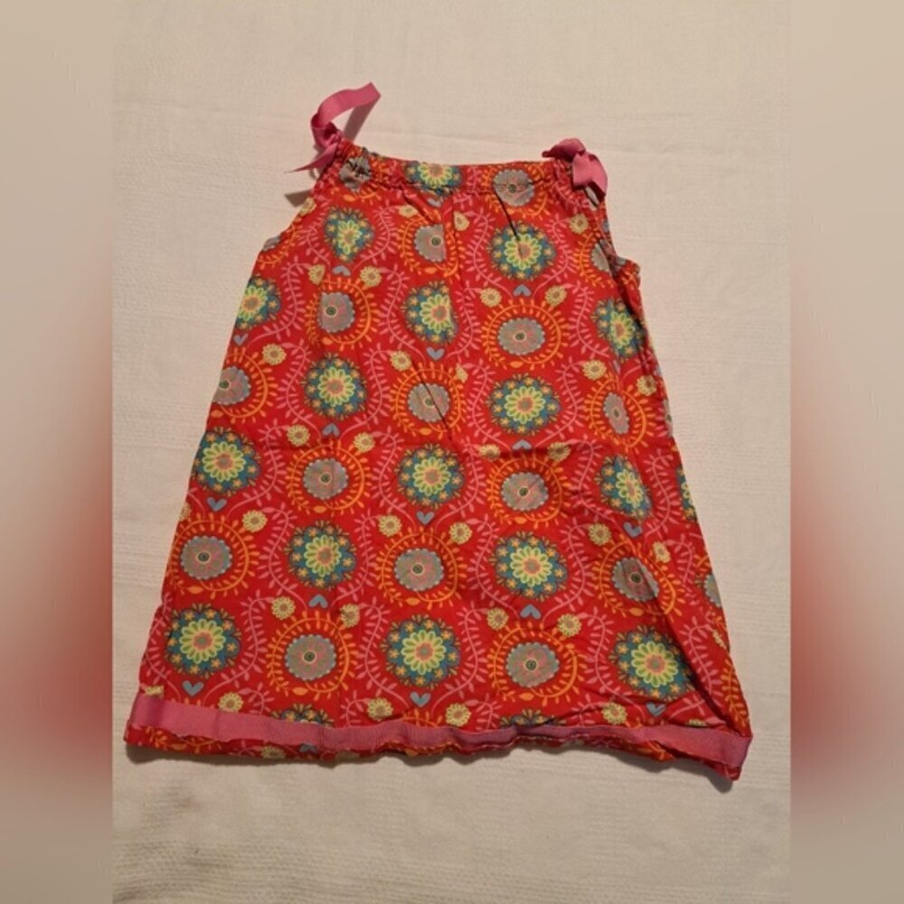 Hanna Andersson girls size 5 red with flower design pillowcase dress VGUC